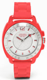 Coach W914 Boyfriend Silver Dial Red Rubber Strap Women's Watch