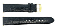 18mm Longines Black Watch Band Strap Gold-Tone Buckle