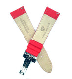 24mm Aqua Master Mens Red Leather Silver Buckle Watch Band