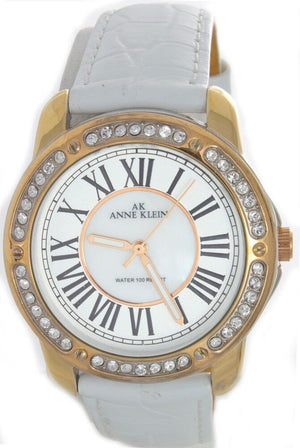 Anne Klein Women's 10-9825MPTR Swarovski Crystal Accented  Leather Strap Watch