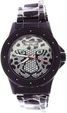 Kings Master Mens Black Ion-plated Steel Silver Leopard Dial 0.12ct Diamond 104M