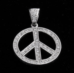 38mm Sterling Silver Cubic Zirconia Peace Pendant