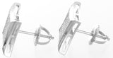 Sterling Silver White CZ Stones 11mm Kite Shape Stud Unisex Earrings