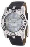 Croton Mens Mother of Pearl Dial Navy Leather Strap Crystal Watch CN307232