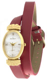 Peugeot Women's 710-5 Pearl Dial Wraparound Red Leather Strap Watch