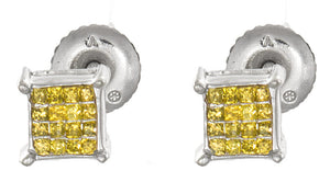5mm 14k White Gold Yellow .30ct Diamond Stud Earrings