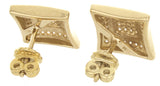 Sterling Silver White CZ Stones Gold Kite Shape Square Stud Men's Earrings