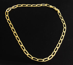 925 Sterling Silver Yellow Gold Paper Clip 6mm Chain Necklace 16 Inches Long
