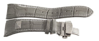 Aqua Master Mens 26mm Grey Leather Silver Buckle Watch Band Strap