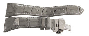 Aqua Master Mens 26mm Grey Leather Silver Buckle Watch Band Strap