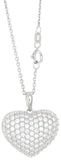 18" Heart Shape Silver Tone Crystal Women Silver Pendant Necklace Chain