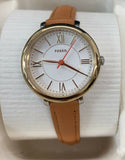 Fossil ES3801 Jacqueline Mini White Dial Tan Leather Strap Women's Watch