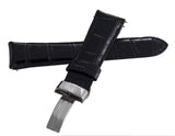 Aqua Master Mens 24mm Double Pin Alligator Leather Silver Buckle Watch Band