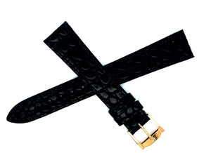 Movado  17mm Black Gold Buckle Watch Band Strap 1481 Regular