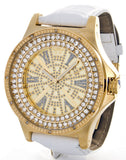 Kings Master Men's Gold-tone Case White Leather Band 0.12ct Diamond 124M