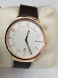 Skagen SKW6458 Grenen Silver Dial Brown Leather Strap Men's Watch