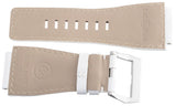 Bell & Ross Mens 24mm White Leather Watch Band W/ Steel Buckle