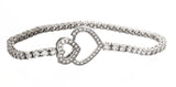 Sterling Silver 925 Womens Heart CZ Cubic Zirconia Stone Bracelet