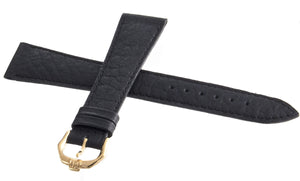 Raymond Weil 19mm x 15mm Black Leather Watch Band With Gold Buckle