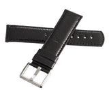LOCMAN 24mm Black Leather Watch Band Strap W/Silver Buckle