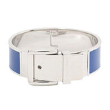 Michael Kors Silver Tone Blue Enamel Hinge Bangle Bracelet MKJ2875040