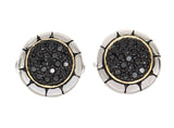 Two-Tone Black Onyx Sterling Silver 18mm Ladies Earrings