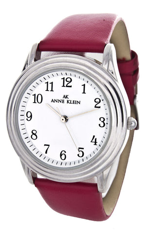 Anne Klein Women's  White Dial Red Leather Band Watch 10/2497