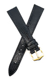 HIRSCH 17mm Women's Black Genuine Leather Gold Buckle Watch Strap Band