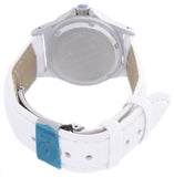 Swiss Master Women's Silver Round Case Blue Map Dial White Band Diamond Watch