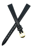 HIRSCH 11mm Women's Black Genuine Leather Gold Buckle Watch Strap Band