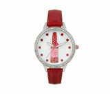 Betsey Johnson Red "Hottie" BJ00700-01BX Leather Bracelet Womens Watch