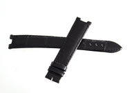 Gerald Genta Women's 16mm x 14mm Noir Shiny Black  Leather Watch Band