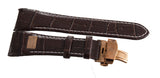 Aqua Master Mens 26mm Dark Brown Leather Rose Gold Buckle Watch Band Strap