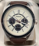 Fossil Men's Grant Brown Leather Beige & Black Chronograph Watch BQ1513