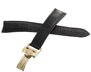 Raymond Weil Men's 20mm x 16mm Black Leather Band Gold Buckle Watch Band V1.16