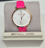 Michael Kors MK7126 Jayne White Dial Pink Leather Strap Women's Watch