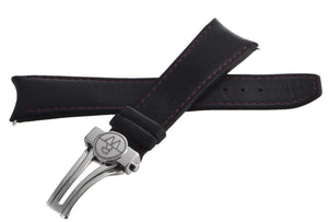 Raymond Weil Men's 22mm x 18mm Black Leather Band Silver Buckle Watch Band V3.17