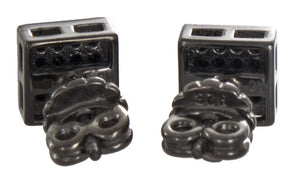 6mm Micro Pave Set Sterling Silver Black CZ Stud Earrings