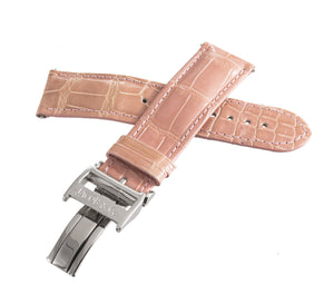 JACOB & CO Men's 22mm Pink Alligator Leather Silver Buckle Watch Band Strap