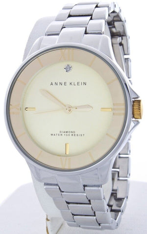 Anne Klein Women's Diamond Gold Tone Dial Stainless Steel Watch AK/1277CHTT