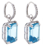 Sterling Silver Women's Genuine Blue Topaz & Diamond Hanging Earrings