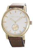 Vince Camuto VC/1117SVGP Men's Brown Leather Strap Gold Watch