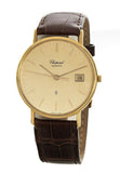 Chopard 18k Gold Champagne Dial Brown Alligator Leather Band Quartz Watch 216361