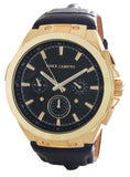 Vince Camuto Men's Black Dial Gold Plated Leather Strap Watch VC/1123BKGP