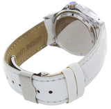 Swiss Master Women's Round Silver-tone Case Silver Dial White Leather Band Watch