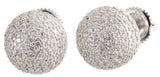 Sterling Silver White CZ stones 10mm White Round Ball Stud Earrings