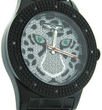Kings Master Mens Black Ion-plated Steel Silver Leopard Dial 0.12ct Diamond 104M