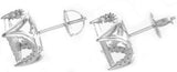 Sterling Silver White CZ Stones 12mm  Square Shape Stud Unisex Earrings