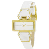 BCBGMAXAZRIA Women's Visionaire Gold-Tone White Leather Watch BG6227