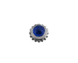 Cartier 5mm Silver Blue Sapphire Stainless Steel Round Watch Crown